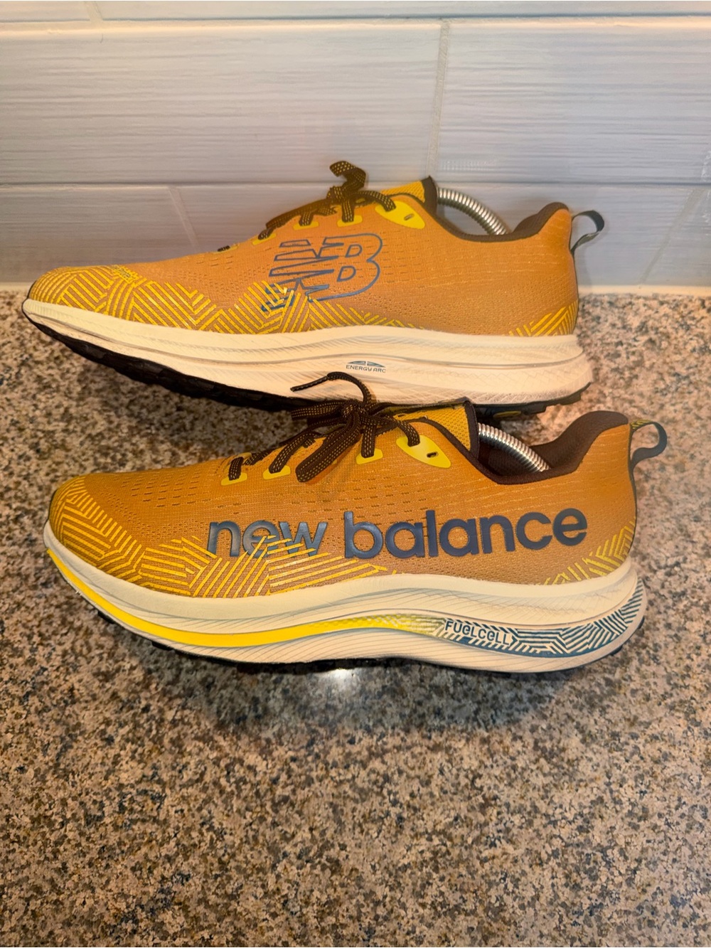 New Balance Yellow and Gray FuelCell Running Shoes